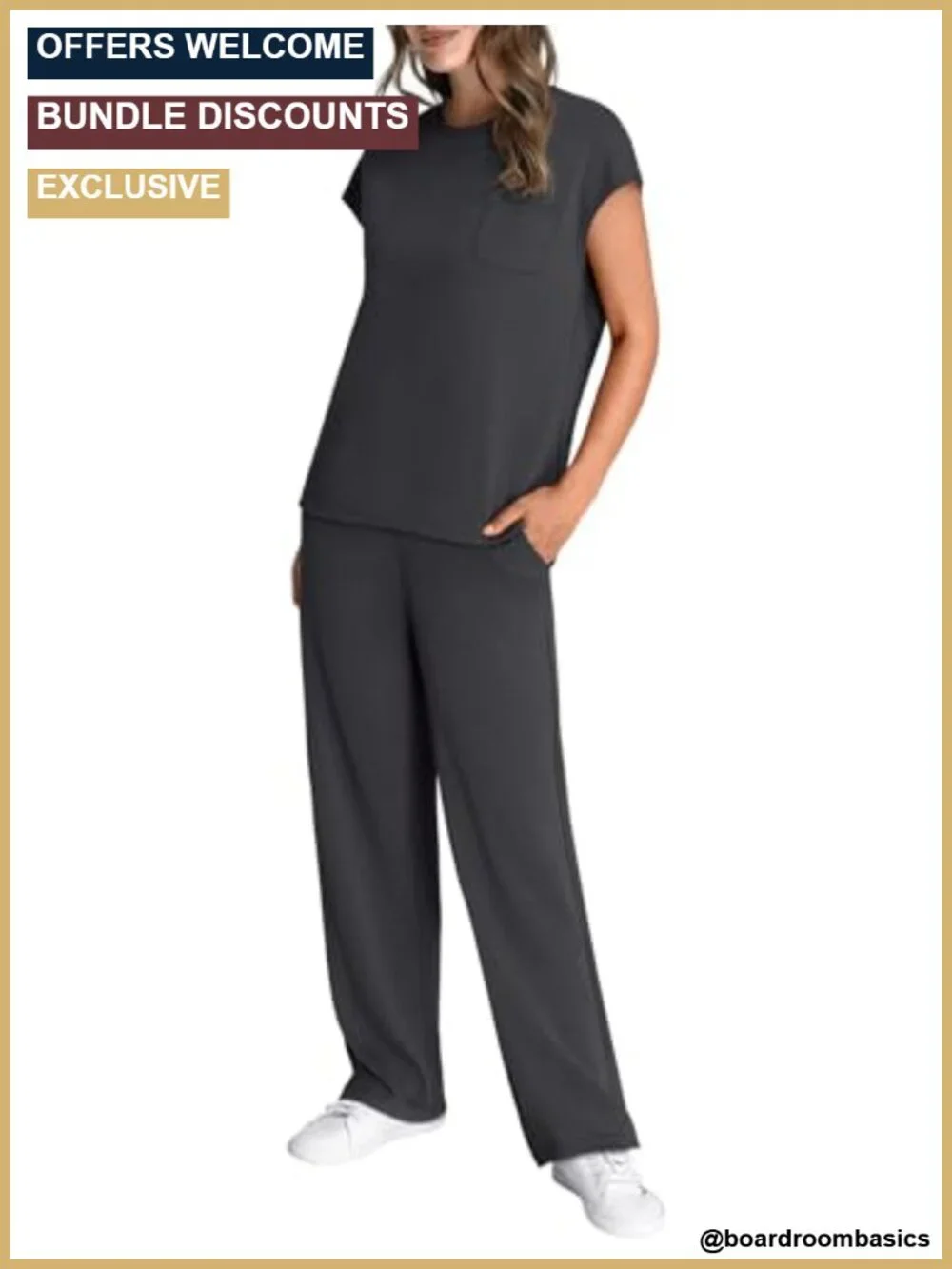 Women's 2 Piece Lounge Set with Cap Sleeve Top and Wide Leg Pants